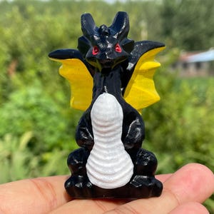 2.7インチ天然黒曜石フライドラゴンスカル、クリスタルドラゴンスカルクォーツクリスタルギフトホームデコレーションクリスタルエネルギーヒーリング1個