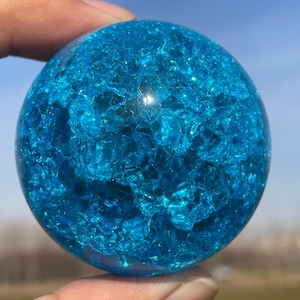 1.9&#39;&#39;+Blue Ball Aura Crackle glass Sphere,crystal ball,Explode glass ball, Aura Crystal Glass Ball,crystal ball decorate,crystal gift 1pc