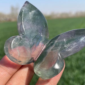 2.5&#39;&#39;Natural fluorite butterfly skull,Quartz Crystal butterfly skull,hand carved,crystal skull,Home Decoration Crystal Gifts 1pc