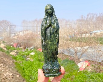 認定された手彫りの天然ミャンマービルマ翡翠カトリック教会聖母マリア