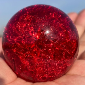 1.9&#39;&#39;+Red Ball Aura Crackle glass Sphere,crystal ball,Explode glass ball, Aura Crystal Glass Ball,crystal ball decorate,crystal gift 1pc