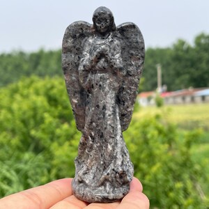 3.9&#39;&#39;Natural Yooperlite stone Angel,Crystal elf skull,hand carved,Rose crystal angel skull,Elf skull,Home Decoration Crystal Gifts 1pc