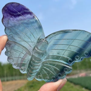 4.4&#39;&#39;Natural fluorite butterfly skull,Quartz Crystal butterfly skull,hand carved,crystal skull,Home Decoration Crystal Gifts 1pc