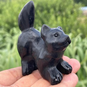 2.8&quot;Natural Obsidian wolf skull,Crystal wolf skull,hand carved,crystal wolf skull,wolf skull,Home Decoration Crystal Gifts 1pc