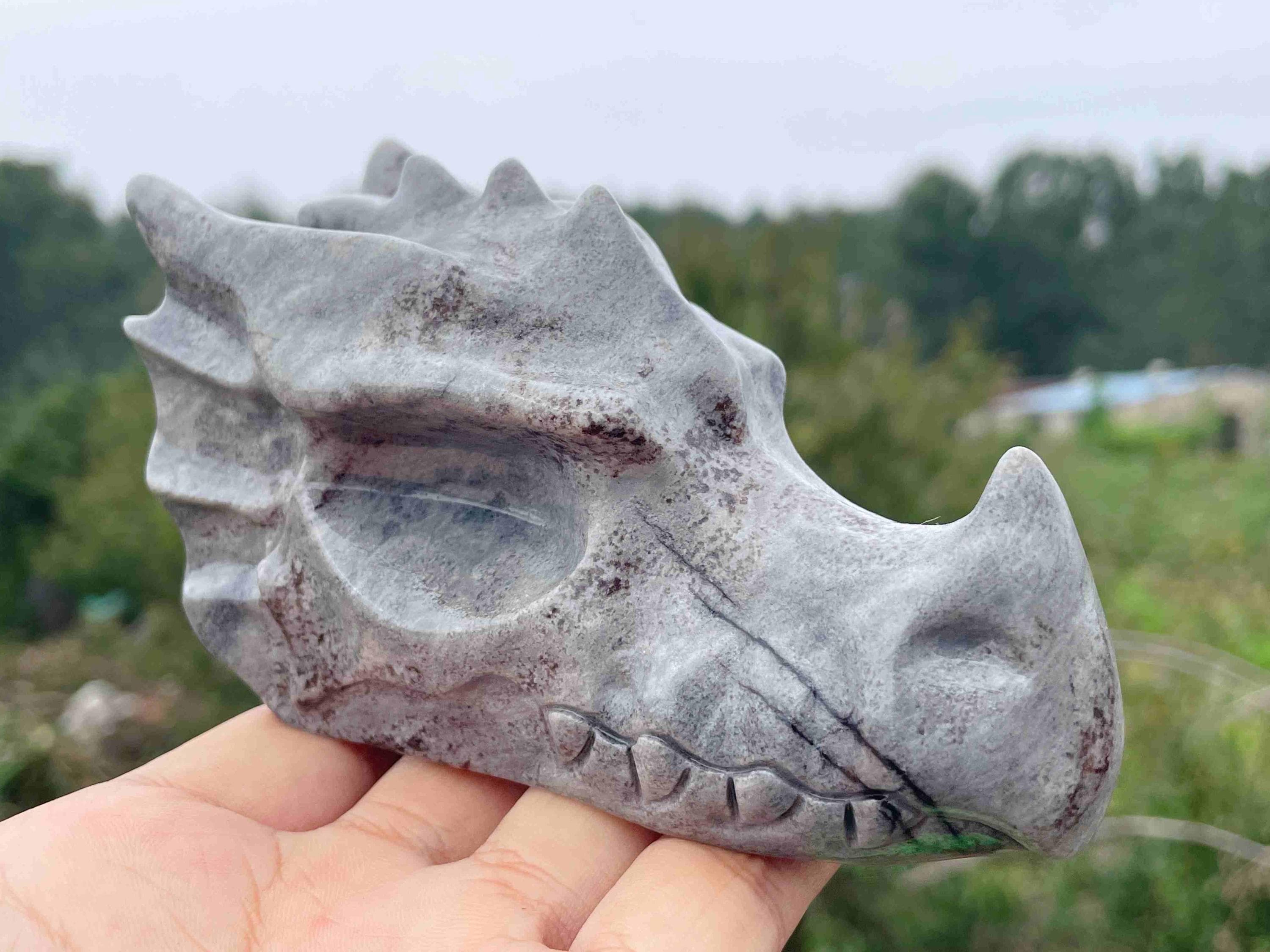天然水晶ドラゴンヘッドスカル：クリスタルヒーリングデコレーション