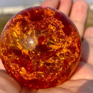 1.9&#39;&#39;+Yellow Ball Aura Crackle glass Sphere,crystal ball,Explode glass ball, Aura Crystal Glass Ball,crystal ball decorate,crystal gift 1pc
