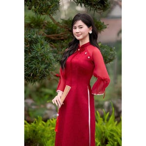 Pre-made Ao Dai Viet Nam - Áo dài cách tân Diệu Liên vải gấm lụa cao cấp