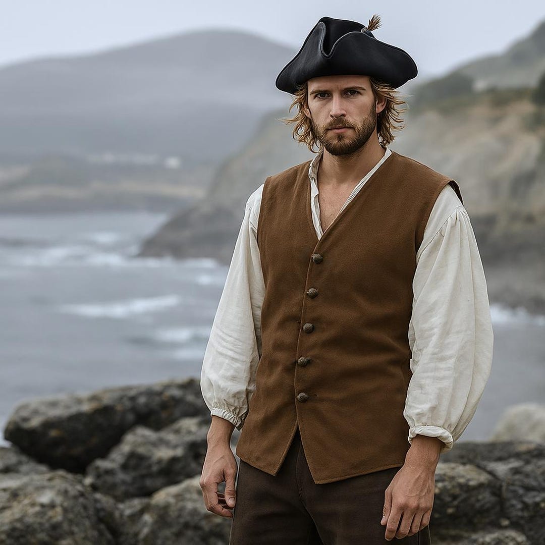Men’s Brown Suede Leather Colonial Vest | 18th Century Reenactment ...