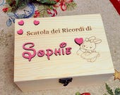 Scatola dei ricordi in legno personalizzata. Idea regalo per nascita bimbo, battesimo, compleanno, comunione. Regalo speciale