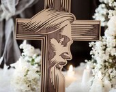 Crocifisso in legno fatto a mano | Regalo religioso per battesimo, comunione, matrimonio & cresima | Crocifisso moderno per parete