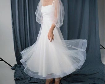 Romantic Tulle Overdress: Boho Bridal Robe, Courthouse Wedding Attire