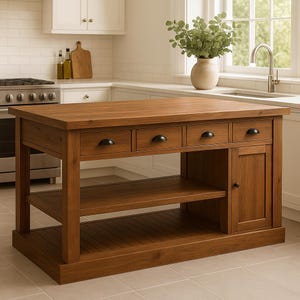 Kitchen Island With Seating, Rustic Wood Kitchen Island with Drawers, Reclaimed Wood Butcher Block Kitchen Island, Counter Height Farmhouse