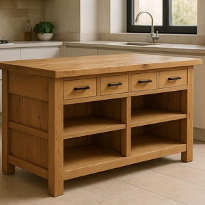 Reclaimed Wood Butcher Block Kitchen Island, Kitchen Island With Seating, Rustic Wood Kitchen Island with Drawers, Farmhouse Kitchen Table