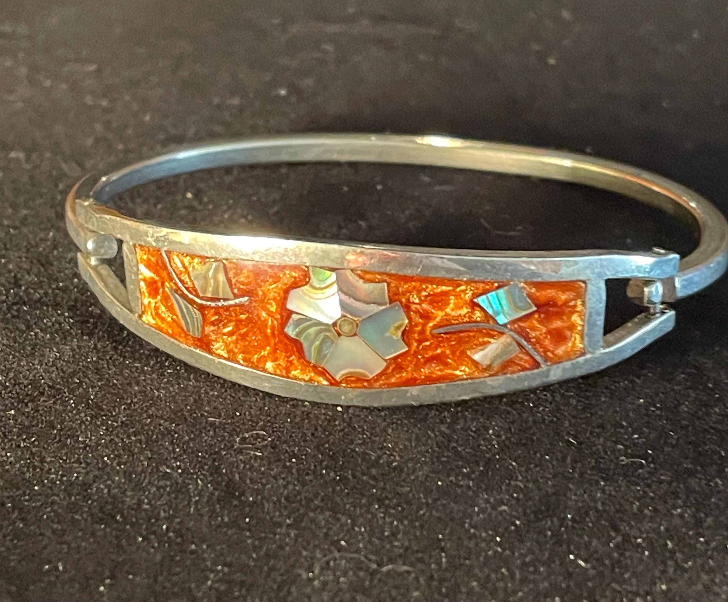 Gold-Tone Enamel Plaid Bangle Bracelet in Orange and Pink Buy Multi Color Enameled Bangle Bracelet in Goldtone (7.25  main image 4