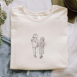 Custom Embroidered Line Art T-Shirt: Personalized Photo Portrait