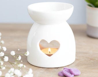 White Heart Shape Wax Melt Burner