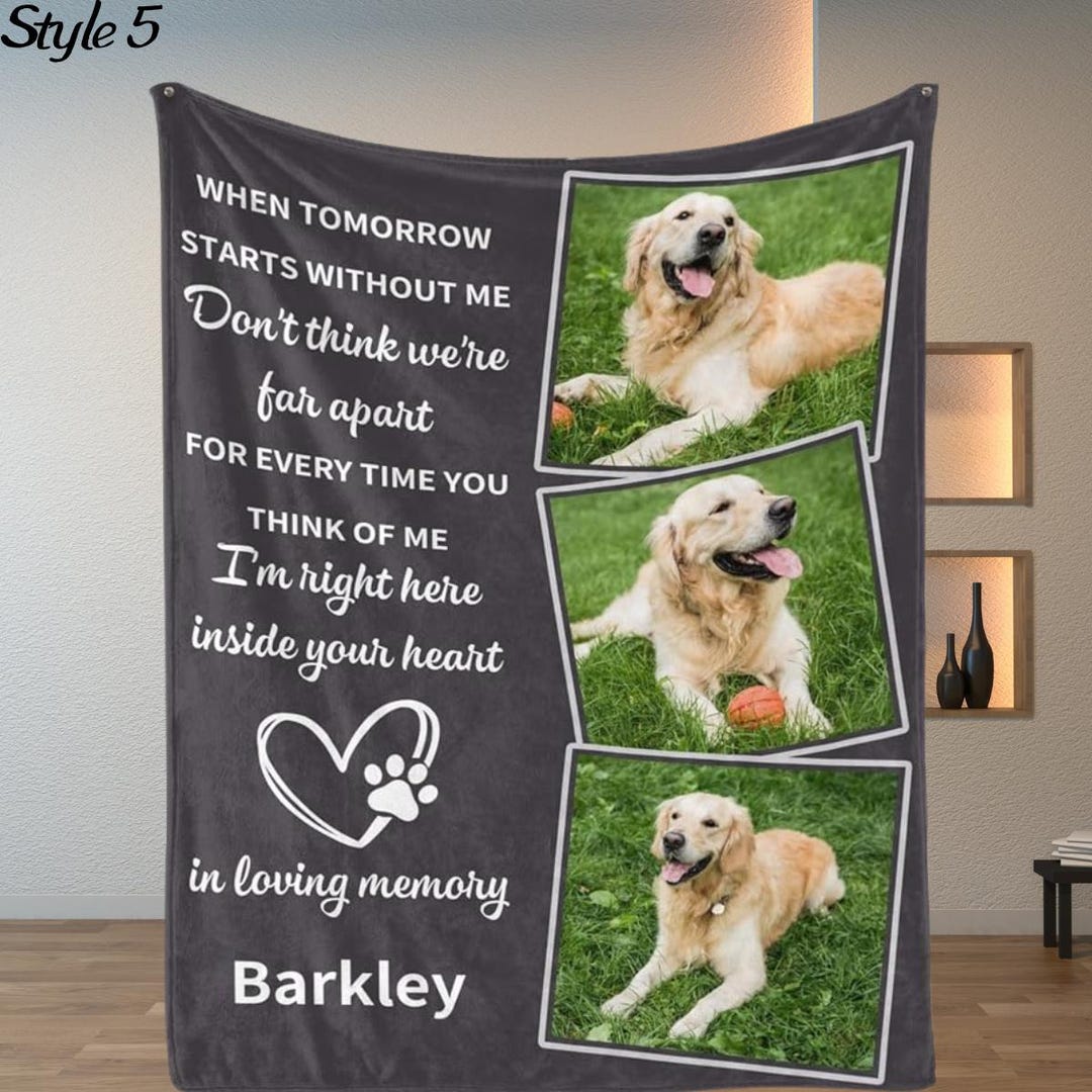 Custom Dog Blanket With Photos, Personalized Pet Memorial Blanket With ...