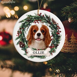 Custom Pet Photo Christmas Ornament, Personalized Pet Keepsake with Name, Pet Portrait Holiday Decoration, Pet Memorial Gift for Pet Lovers