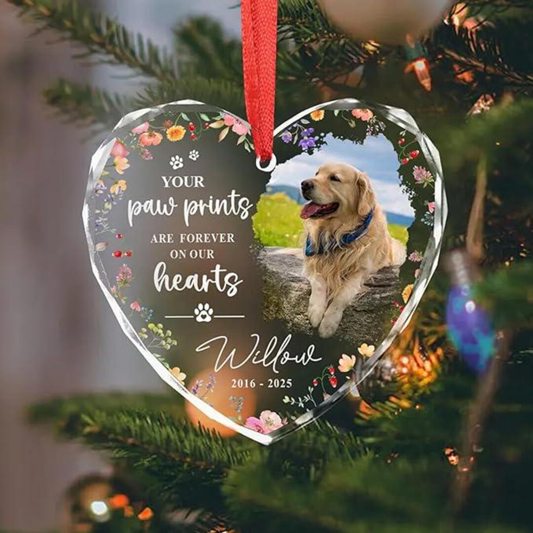 Personalized Pet Memorial Ornament, Custom Dog Photo Ornament, Pet Loss ...