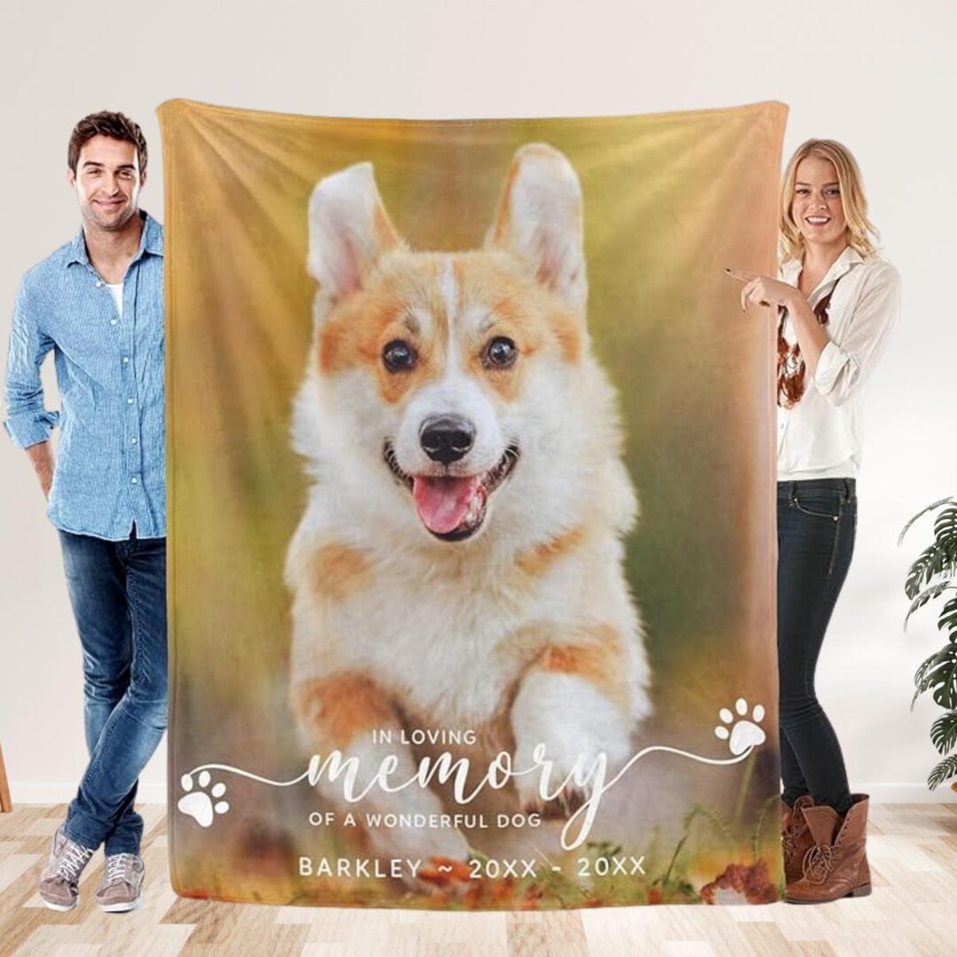 Personalized Pet Memorial Blanket, Custom Pets Photo Blanket With Name ...