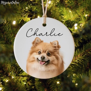 Custom Photo Dog Memorial Ornament, Personalized Pet Loss Gift, Dog Sympathy Keepsake, Paw Print Heart, Pet Bereavement, Pet Portrait