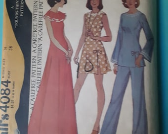 McCalls 4084 tunic pants or long dress vintage pattern 1974