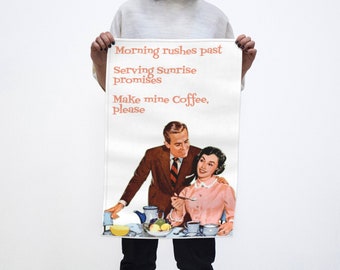 retro kitchen haiku large tea towel