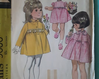McCalls 9600 toddler dress and coat vintage pattern 1968