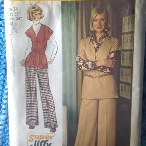 Simplicity 5739 Size 14 Misses Jiffy unlined vest jacket wide leg pants
