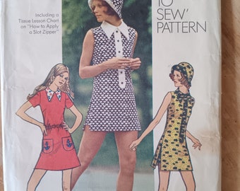 Simplicity 9881 hat dress tunic and shorts vintage pattern