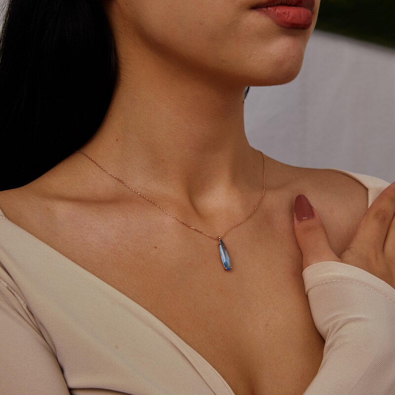Laguna Solitaire Necklace Aquamarine Blue