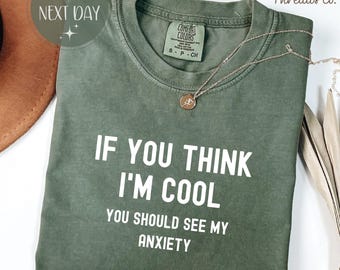 面白い不安解消Tシャツ：コンフォートカラーズ メンタルヘルスユーモアTシャツ