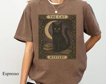 Comfort Colors Cat Tarot Card Shirt, Spooky Cat Lover Gift