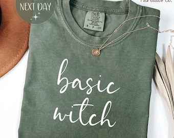 Camiseta básica de bruja de Comfort Colors - Camiseta divertida de Halloween
