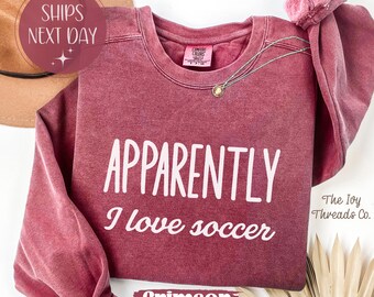 Apparemment, j'aime le football T-shirt aux couleurs du confort, sweat-shirt de football pour femme, t-shirt de football