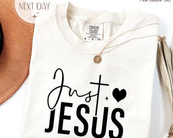 Comfort Colors Just Jesus T-Shirt: Christian Faith Tee