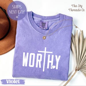 Comfort Colors Worthy Cross T-Shirt: Christian Faith Tee
