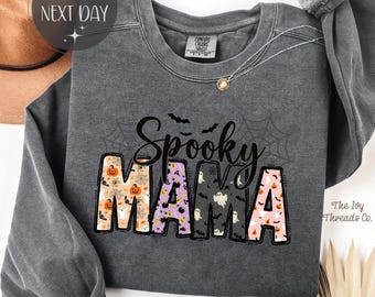 Sweatshirt Spooky Mama: retro Halloween-moedershirt