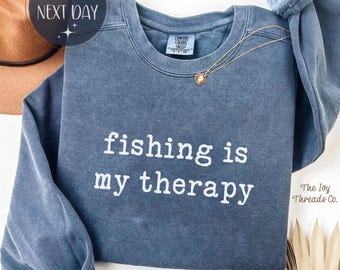Comfort Colors Fishing Is My Therapy T-Shirt, Gift for Fisherman