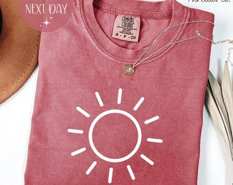 Camiseta Comfort Colors Sun: Camiseta con ambiente veraniego, Sudadera soleada