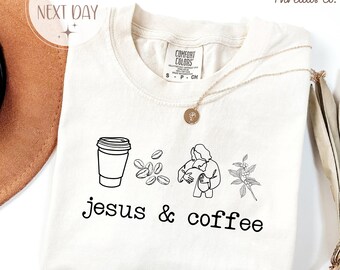 Komfortfärger Jesus & Kaffe T-shirt, Kristen Mamma T-shirt
