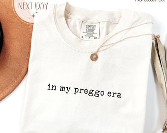 Funny Pregnancy Shirt, "In My Preggo Era" Comfort Colors Tee