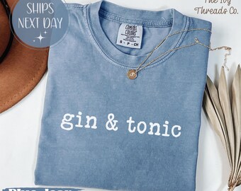 Camiseta de gin tonic con colores cómodos, divertida camiseta de cóctel