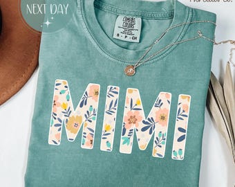Comfort Colors Floral Mimi T-Shirt, Grandma Gift