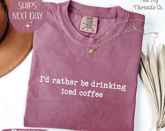Camiseta de café helado con colores cómodos, divertida camiseta para amantes de la cafeína