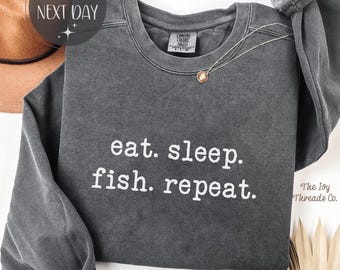 Comfort Colors Eat Sleep Fish Repeat T-Shirt, Fishing Gift