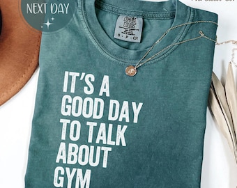 Camiseta Comfort Colors Gym Talk Graphic Tee, camiseta de entrenamiento para amantes del fitness.