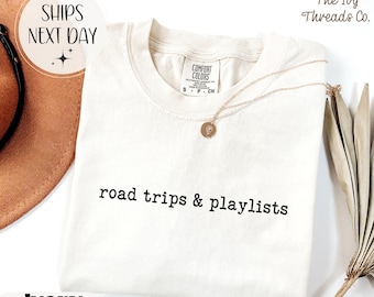 Camiseta Comfort Colors para viajes por carretera y listas de reproducción, camiseta para vacaciones de verano