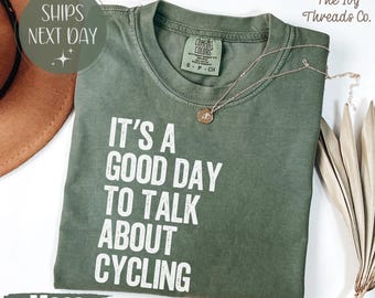 Camiseta de ciclismo Comfort Colors, camiseta con cita de motero vintage, algodón verde musgo.