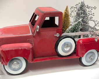 Large 18" Aged & Oxidized Red Pickup Truck, All Season Décor, Outdoor Indoor, Fill The Bed With Bunnies, Flowers, Fall Leaves or Xmas Trees
